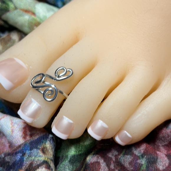Sterling Silver Toe Ring- Adjustable Unique Toe Ring- Midi/Knuckle Ring- FS#38 - Picture 5 of 11